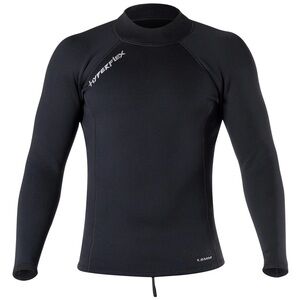 Hyperflex 1.5mm Neoprene Long Sleeve Wetsuit Top, Mens Large, Black Rashguard